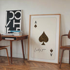 Leopard Ace of Spades Wall Art, Lucky You Print, Casino Glam Decor, Neutral Beige Playing Card Poster, Fashion Wall Art, Trendy Print