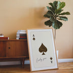 Leopard Ace of Spades Wall Art, Lucky You Print, Casino Glam Decor, Neutral Beige Playing Card Poster, Fashion Wall Art, Trendy Print