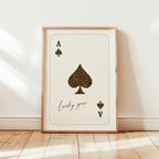 Leopard Ace of Spades Wall Art, Lucky You Print, Casino Glam Decor, Neutral Beige Playing Card Poster, Fashion Wall Art, Trendy Print