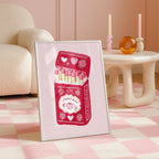 Perfect Match Pink Matchbox Art Print, Valentine Wall Art, Cute Coffee Love Poster, Romantic Girly Decor, Retro Pink Home Art, Trendy Print