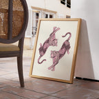 Pink Leopard Wall Art, Dancing Leopards Print, Feminine Luxury Animal Artwork, Chic Fashion Leopard Poster, Modern Girly Home Decor