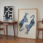 Leopard Fashion Blue Wall Art Set, Trendy Chic Printable Poster, Modern Glam Gallery Wall Decor, Stylish Lucky 8 Art, Fashion Home Decor