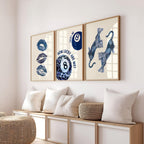 Leopard Fashion Blue Wall Art Set, Trendy Chic Printable Poster, Modern Glam Gallery Wall Decor, Stylish Lucky 8 Art, Fashion Home Decor