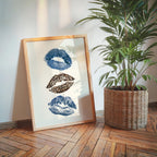 Blue Leopard Wall Art Set, How Lucky Are We Poster, 8 Ball Lucky Me Print, Fashion Animal Art, Modern Chic Gallery Print, Trendy Wall Art