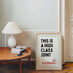 This Is a High Class Joint Wall Art, Funny Quote Poster, Bar Cart Wall Decor, Kitchen Typography Print, Modern Retro Wall Art, DIGITAL