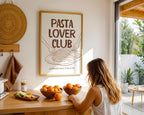 Pasta Lover Club Print, Kitchen Poster Printable, Italian Food Typography Print, Neutral Kitchen Decor, Dining Room Wall Art, Minimal Art
