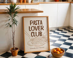 Pasta Lover Club Print, Kitchen Poster Printable, Italian Food Typography Print, Neutral Kitchen Decor, Dining Room Wall Art, Minimal Art