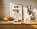 Pasta Lover Club Print, Kitchen Poster Printable, Italian Food Typography Print, Neutral Kitchen Decor, Dining Room Wall Art, Minimal Art