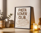 Pasta Lover Club Print, Kitchen Poster Printable, Italian Food Typography Print, Neutral Kitchen Decor, Dining Room Wall Art, Minimal Art
