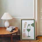 Bar Wall Art Set of 3, Cheers Wine Print, Tell Me When Wine Poster, Wine and Dine Decor, Funny Cocktail Kitchen Art, Bar Cart Prints