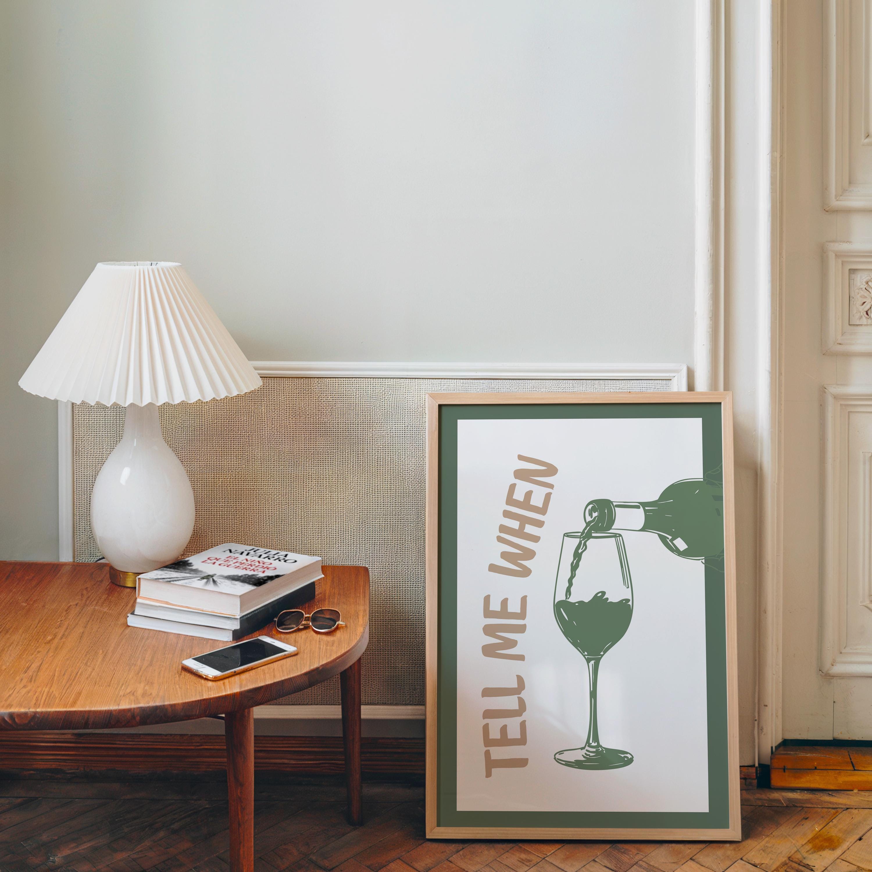 Bar Wall Art Set of 3, Cheers Wine Print, Tell Me When Wine Poster, Wine and Dine Decor, Funny Cocktail Kitchen Art, Bar Cart Prints