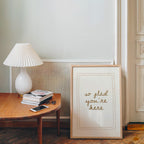 So Glad You’re Here Wall Art, Entryway Welcome Print, Neutral Beige Typography Poster, Minimal Home Decor, Airbnb Wall Art