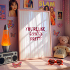 You’re Like Really Pretty Poster, Pink Striped Wall Art, Cute Typography Print, Girly Bedroom Decor, Minimal Quote Art, DIGITAL DOWNLOAD