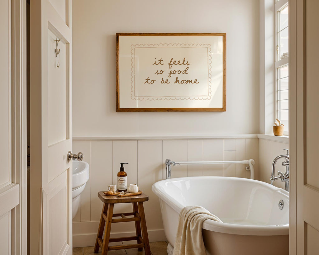 It Feels So Good To Be Home Printable Wall Art, Cozy Quote Print, Neutral Bedroom Bathroom Decor, Minimal Home Sign, DIGITAL DOWNLOAD