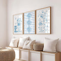 Coastal Gallery Wall Set of 3 Printable, Blue Beach House Decor, Seashell Nautical Art, Summer Ocean Bathroom Bedroom Prints