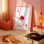 Good Times Pink Wall Art Set, Playing Card Quote Prints, Ace of Hearts Poster, How Lucky Are We Print, Romantic Bar Decor, Valentine Gift