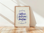 Sardines Plate Art Print, Fish Art Print, Sardines Tinned Print, Blue Fish Print, Retro Kitchen Wall Art, Trendy Wall Art, Seafood Wall Art