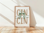 Cin Cin Kitchen Wall Art, Wine Print Set, Cheers Poster, Modern Minimalist Bar Decor, Green Beige Dining Room Printable, DIGITAL DOWNLOAD