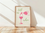 Tell Me When Retro Print, Kitchen Decor, Wine Lover Gift, Retro Bar Cart Print, Dining Room Wall Decor, Pink & Green Trendy Wall Art DIGITAL