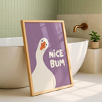 Nice Bum Purple Bathroom Wall Art Printable, Funny Goose Poster, Cute Purple Bathroom Decor, Toilet Humor Print, Modern Art