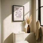 Text Me If You Run Out of Toilet Paper Purple Bathroom Wall Art Printable, Funny Bathroom Sign, Cute Toilet Humor Decor