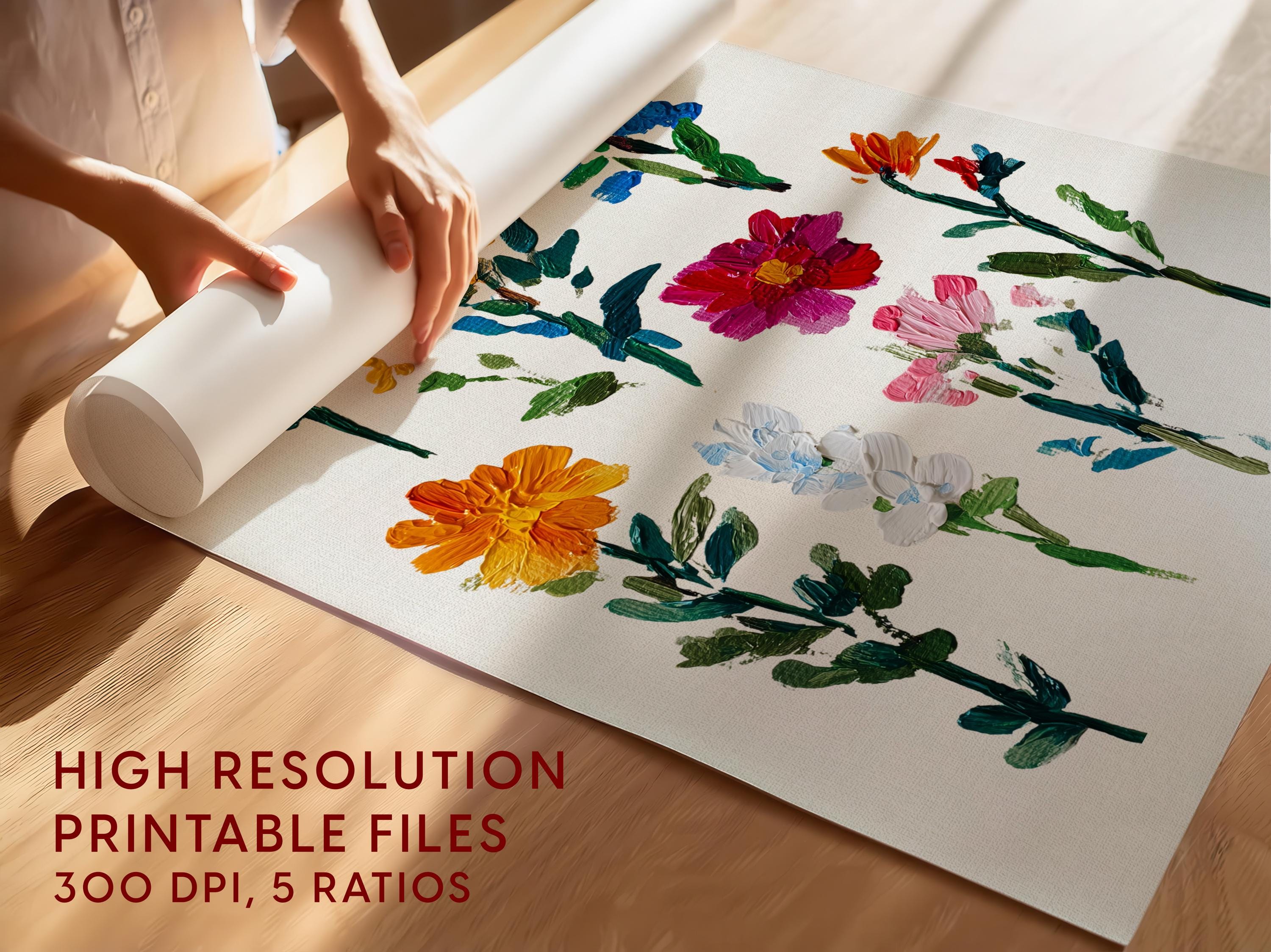 Spring Floral Wall Art Set of 3 Printable, Colorful Botanical Flower Prints, Modern Gallery Wall Decor, Aesthetic Home Art Living Room