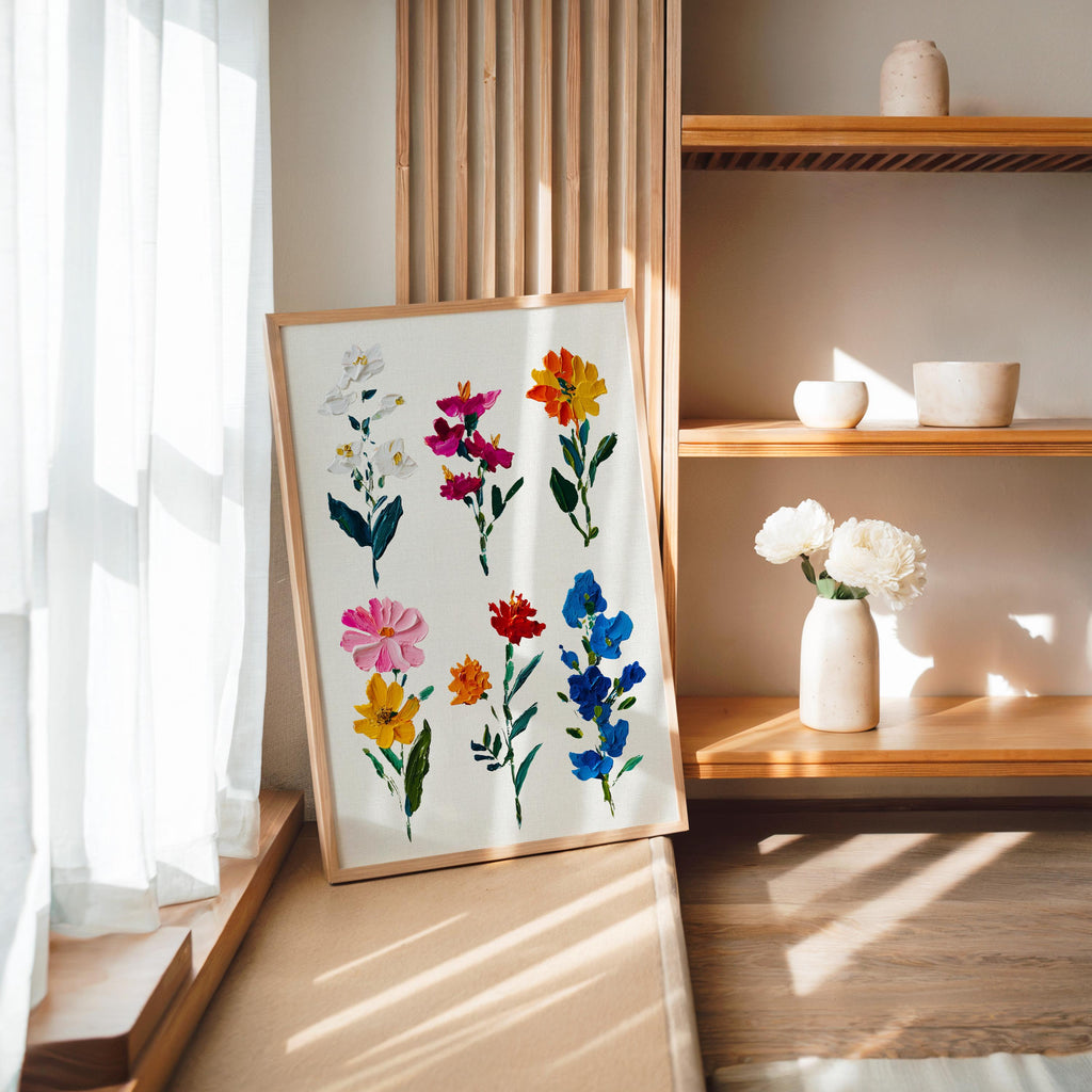 Spring Floral Wall Art Set of 3 Printable, Colorful Botanical Flower Prints, Modern Gallery Wall Decor, Aesthetic Home Art Living Room