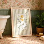 Spring Green Floral Wall Art, Botanical Flower Print, Cottagecore Home Decor, Soft Pastel Floral Poster, Vintage Botanical Art