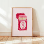 Perfect Match Pink Matchbox Art Print, Valentine Wall Art, Romantic Bar Cart Decor, Retro Love Poster, Girly Home Art, Trendy Print