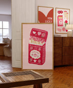 Perfect Match Pink Matchbox Art Print, Valentine Wall Art, Cute Coffee Love Poster, Romantic Girly Decor, Retro Pink Home Art, Trendy Print