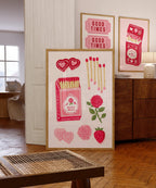 Pink Matchbox Wall Art, Valentine’s Day Printable, Coquette Match Illustration, Romantic Girly Decor, Love Theme Poster, Feminine Pink Art