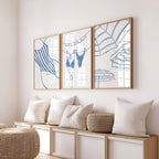Coastal Wall Art Set of 6 Printable, Blue Beach Line Art Prints, Summer Seaside Gallery Wall, Bathroom Living Room Decor, DIGITAL DOWNLOAD