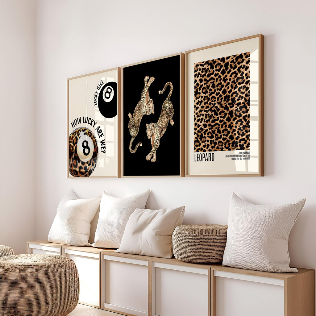 Leopard Wall Art Set of 6 Printable, Bold Animal Print Gallery Wall, Fashion Girl Decor, Modern Eclectic Statement Art, Trendy Print