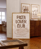 Pasta Lover Club Print, Kitchen Poster Printable, Italian Food Typography Print, Neutral Kitchen Decor, Dining Room Wall Art, Minimal Art