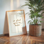So Glad You’re Here Wall Art, Entryway Welcome Print, Neutral Beige Typography Poster, Minimal Home Decor, Airbnb Wall Art