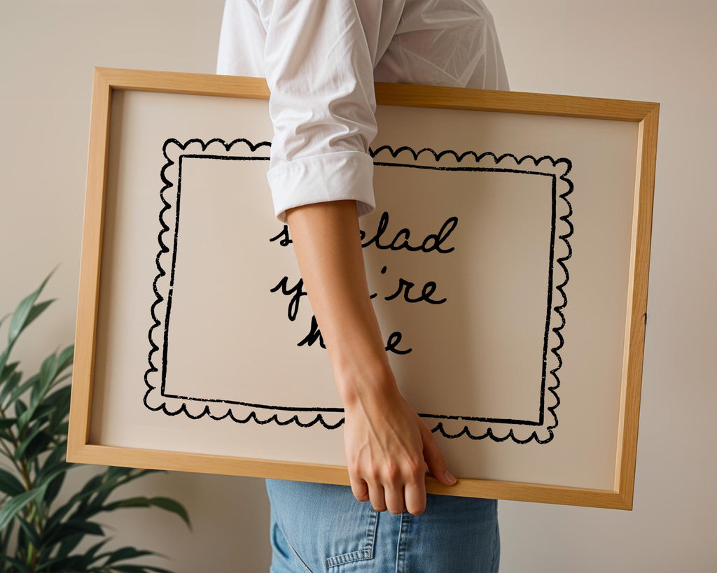 So Glad You’re Here Wall Art Printable, Entryway Welcome Quote, Cozy Black White Sign, Neutral Home Decor, Modern Farmhouse Print