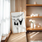 Meet Me at the Beach Wall Art, Black Line Art Bikini Print, Modern Bathroom Decor, Minimal Beach Poster, Trendy Apartment Printable