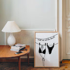 Meet Me at the Beach Wall Art, Black Line Art Bikini Print, Modern Bathroom Decor, Minimal Beach Poster, Trendy Apartment Printable
