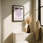 Purple Bathroom Wall Art Set of 6, Funny Bathroom Prints, Trendy Lavender Decor, Cute Toilet Humor Posters, Apartment Bathroom Printable