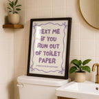 Purple Bathroom Wall Art Set of 6, Funny Bathroom Prints, Trendy Lavender Decor, Cute Toilet Humor Posters, Apartment Bathroom Printable
