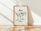 Cheers Print Black Bar Cart Print, Trendy Wall Art, Black Aesthetic, Retro Kitchen Poster, Drink Print, Black Cocktail Wall Art, DIGITAL