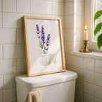 Lavender Bathroom Wall Art Printable, Toilet Paper Flower Art, Purple Floral Bathroom Decor, Minimal Funny Bathroom Print
