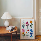 Botanical Floral Wall Art Print, Colorful Hand Painted Flowers Poster, Modern Cottagecore Home Decor, Vintage Botanical Art Download