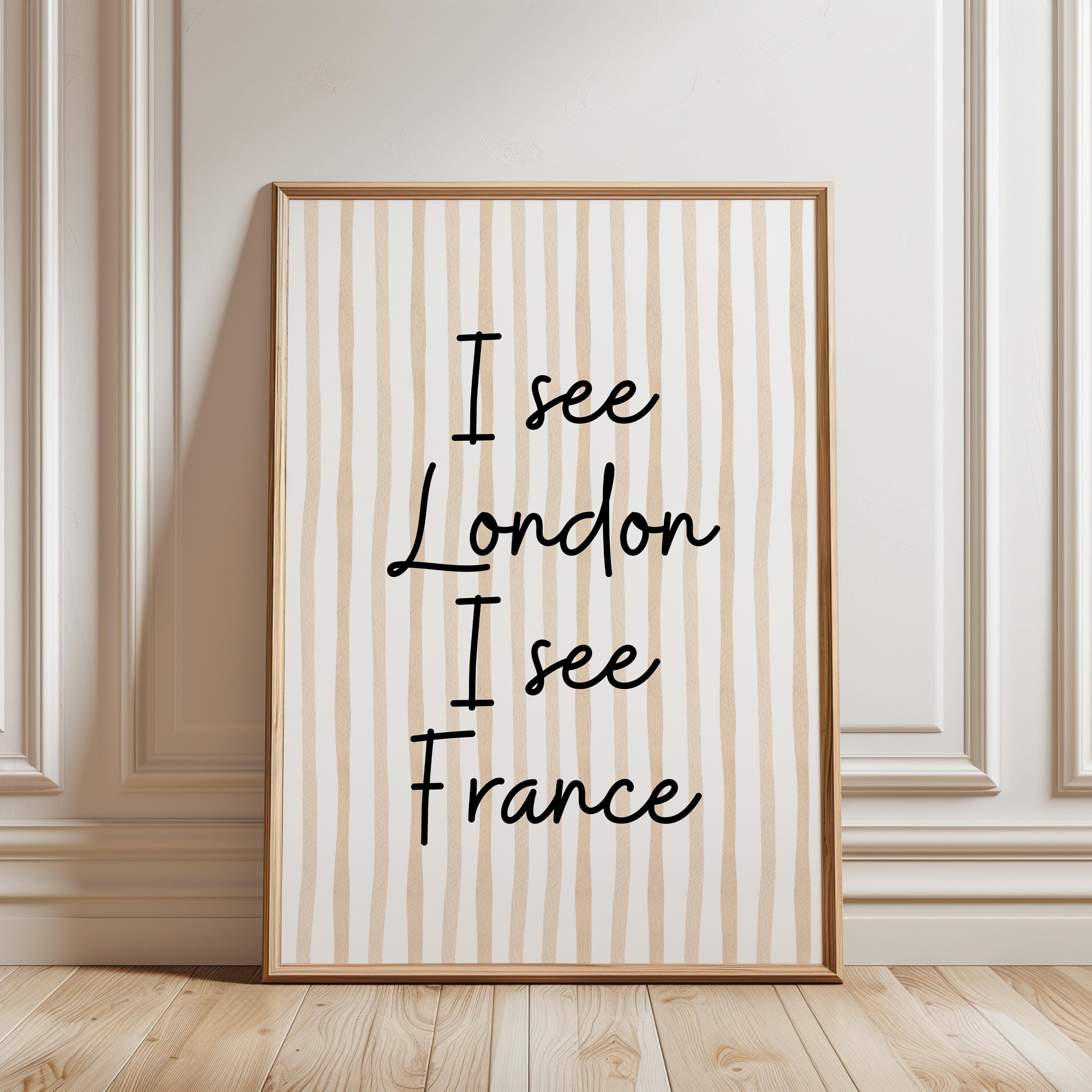 Funny Bathroom Wall Art, I See London I See France Print, Neutral Beige Printable Quote, Minimal Typography Bathroom Decor, DIGITAL