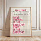 Funny Pink Bathroom Print, Pink Guest Check Wall Art, Typography Poster, Trendy Cool Wall Art Girl, Funky Wall Art Dopamine Decor, DIGITAL