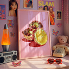 Disco Lemon Wall Art Print, Pink Citrus Poster, Sparkly Fruit Pop Art, Glam Kitchen Bar Decor, Retro Disco Style, Trendy Print DIGITAL