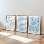 Meet Me at the Beach Wall Art Set of 6 Printable, Blue Coastal Line Art Prints, Summer Beach House Gallery Wall Decor, Coastal Blue Prints