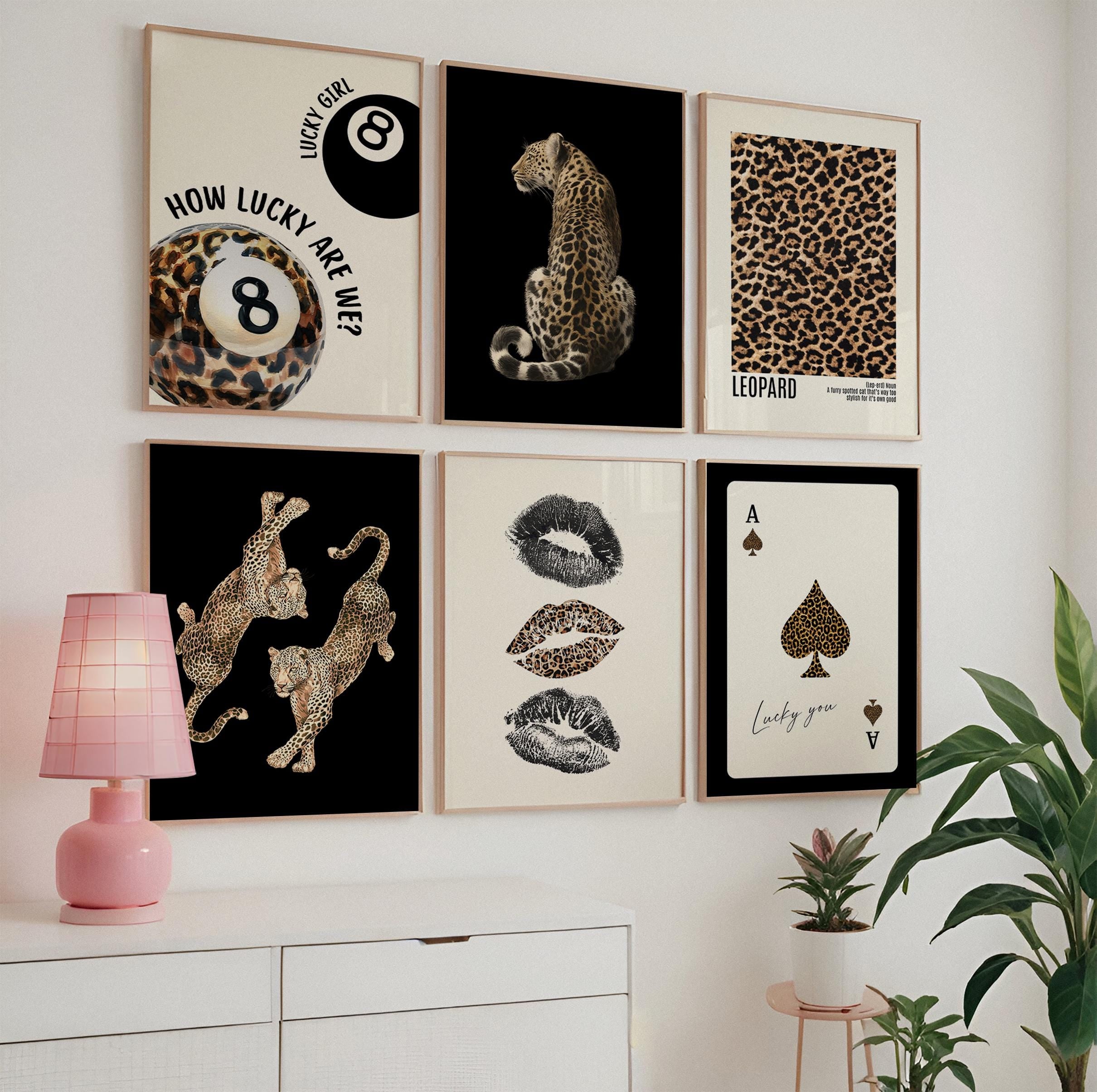 Leopard Wall Art Set of 6 Printable, Bold Animal Print Gallery Wall, Fashion Girl Decor, Modern Eclectic Statement Art, Trendy Print
