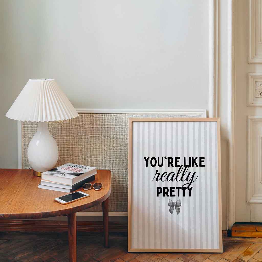 You’re Like Really Pretty Wall Art Set, Coquette Bow Prints, Girly Minimal Poster Trio for Bedroom, Feminine Aesthetic Gallery Wall, DIGITAL