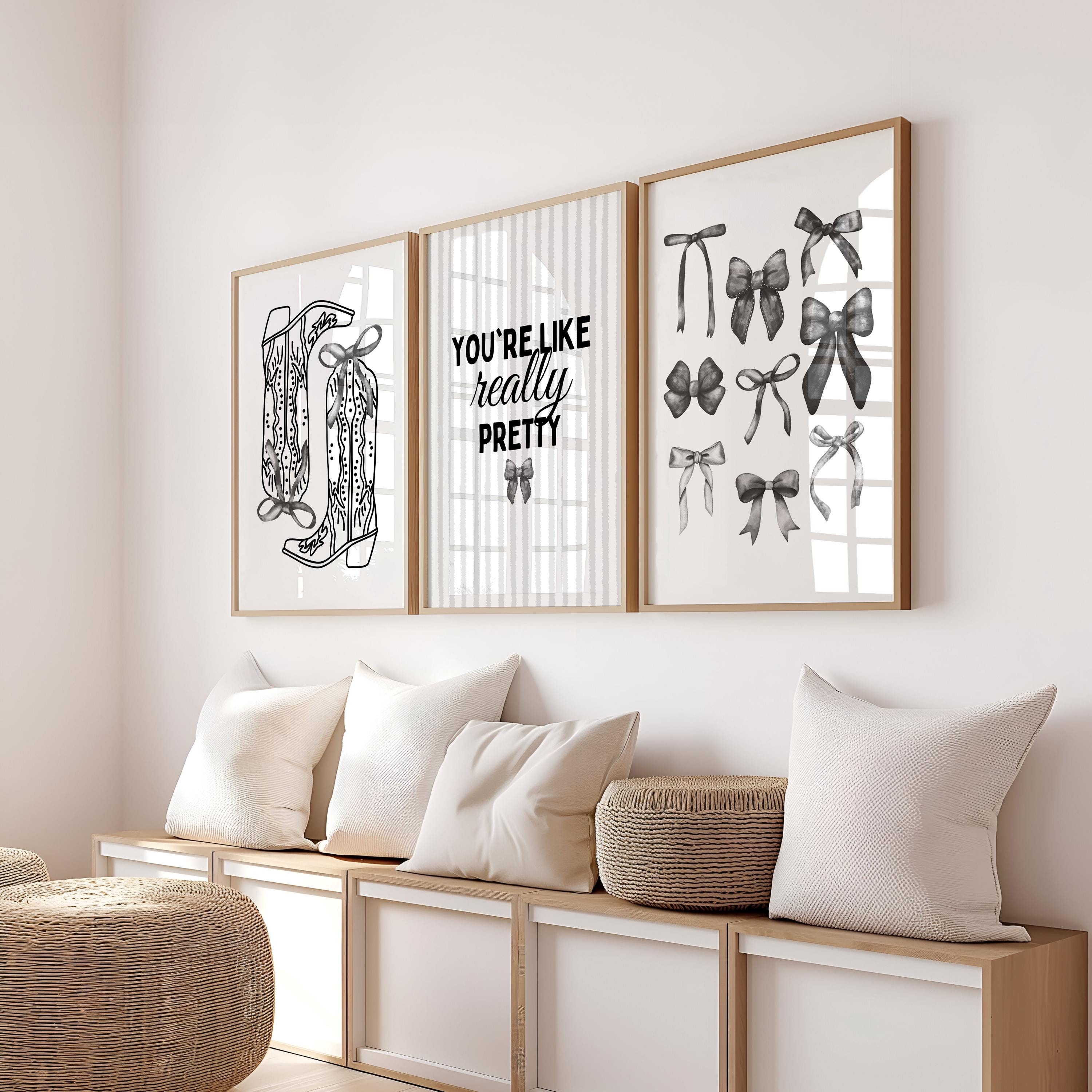 You’re Like Really Pretty Wall Art Set, Coquette Bow Prints, Girly Minimal Poster Trio for Bedroom, Feminine Aesthetic Gallery Wall, DIGITAL